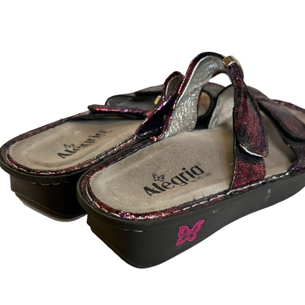 Alegria Karmen Sandals Womens Purple Metallic Slip On Adjustable Shoes Size 8 - Picture 9 of 9